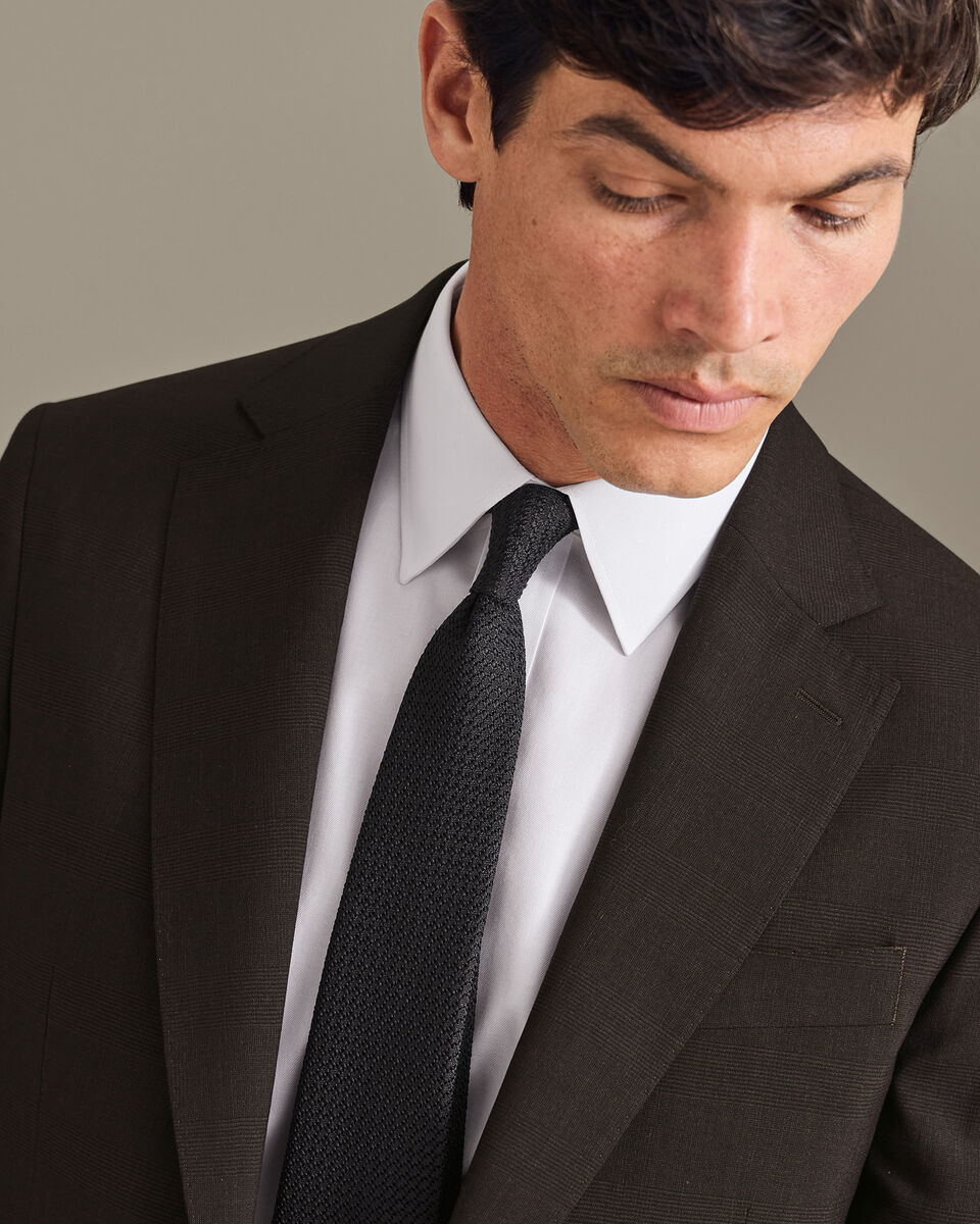 Ultimate Performance Prince of Wales Suit Jacket - Chocolate Brown