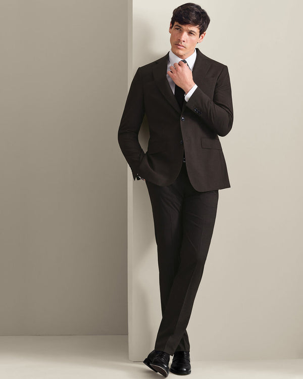 Ultimate Performance Prince of Wales Suit Jacket - Chocolate Brown