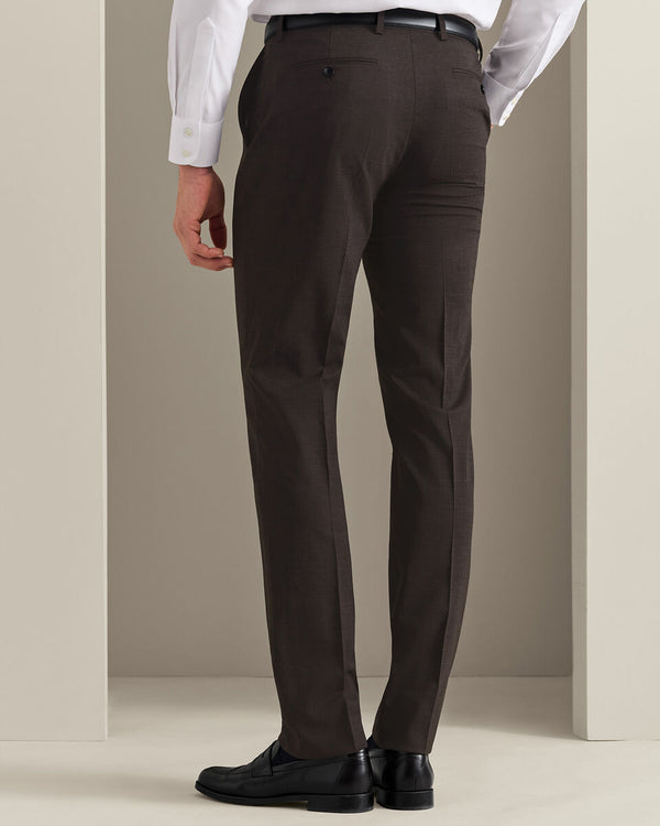 Ultimate Performance Prince of Wales Suit Pants - Chocolate Brown