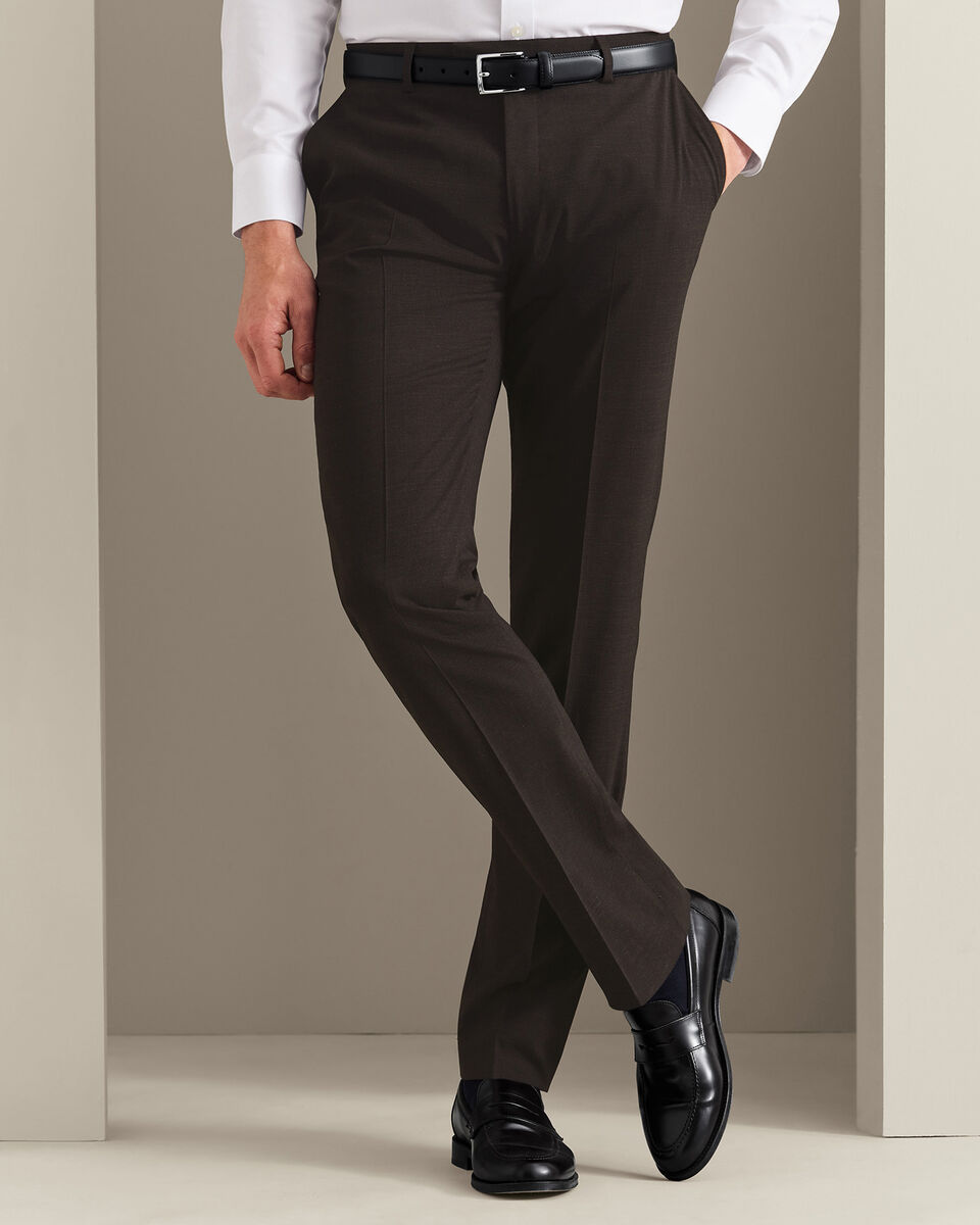 Ultimate Performance Prince of Wales Suit Pants - Chocolate Brown Main image