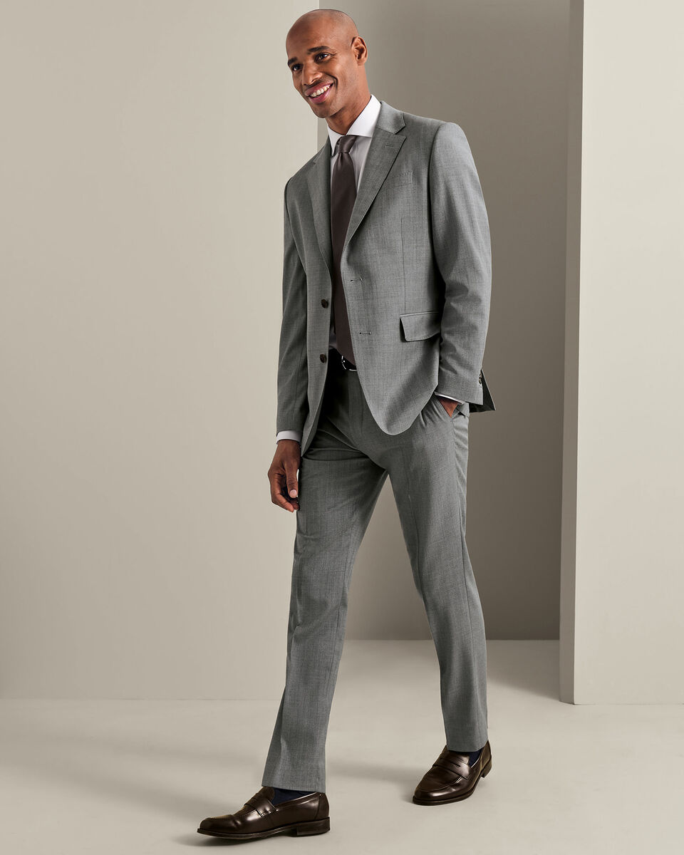 Ultimate Performance Herringbone Suit Jacket - Grey