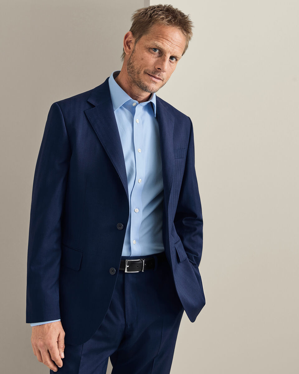 Ultimate Performance Herringbone Suit Jacket - Royal Blue Main image