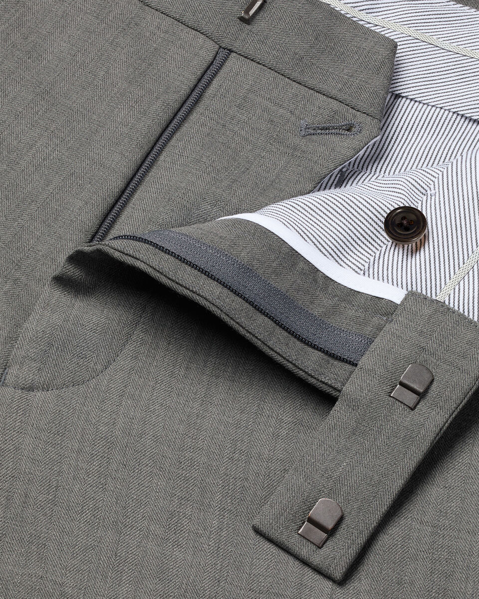 Ultimate Performance Herringbone Suit Pants - Grey
