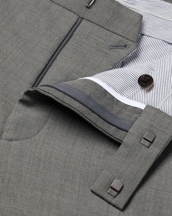 Ultimate Performance Herringbone Suit Pants - Grey