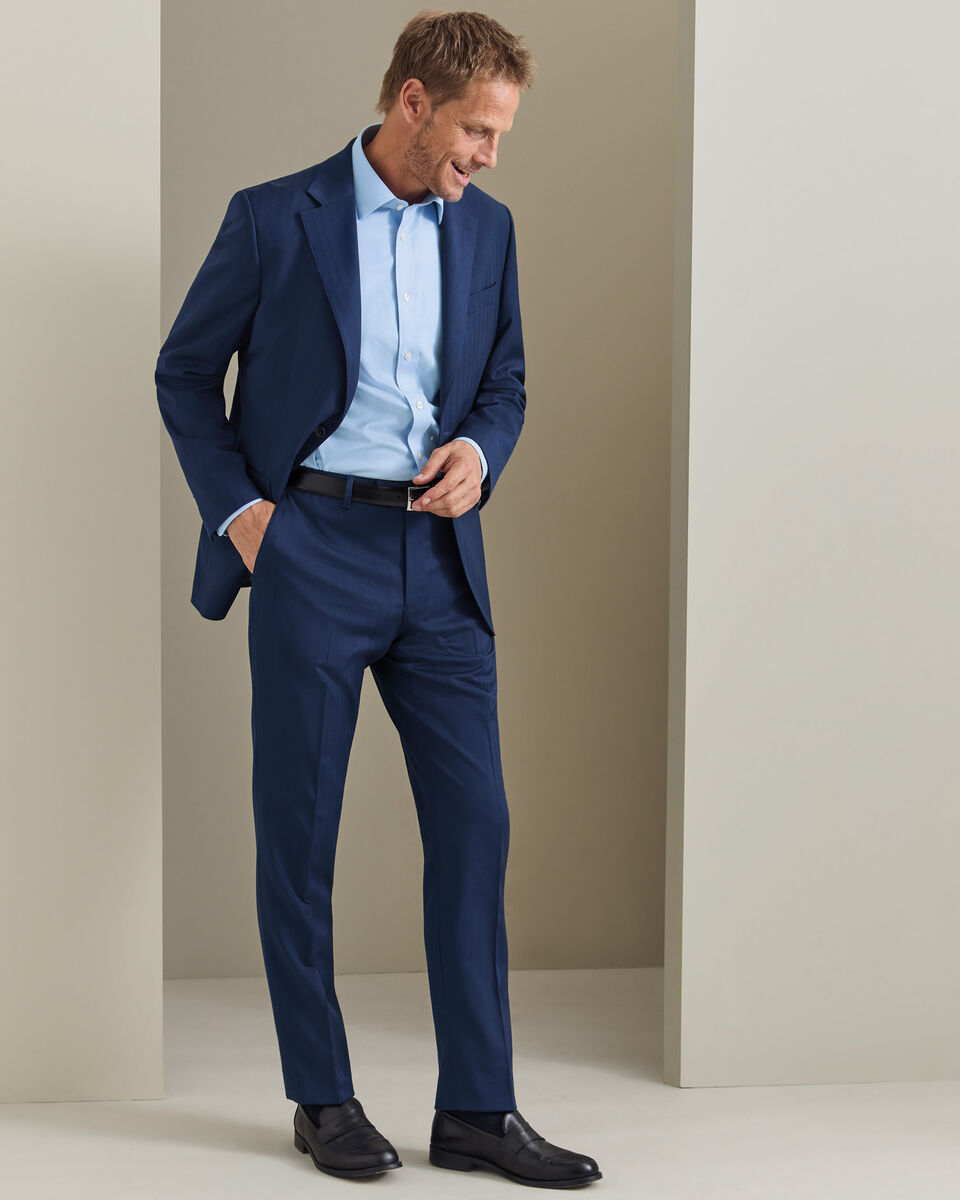 Ultimate Performance Herringbone Suit Pants - Royal Blue