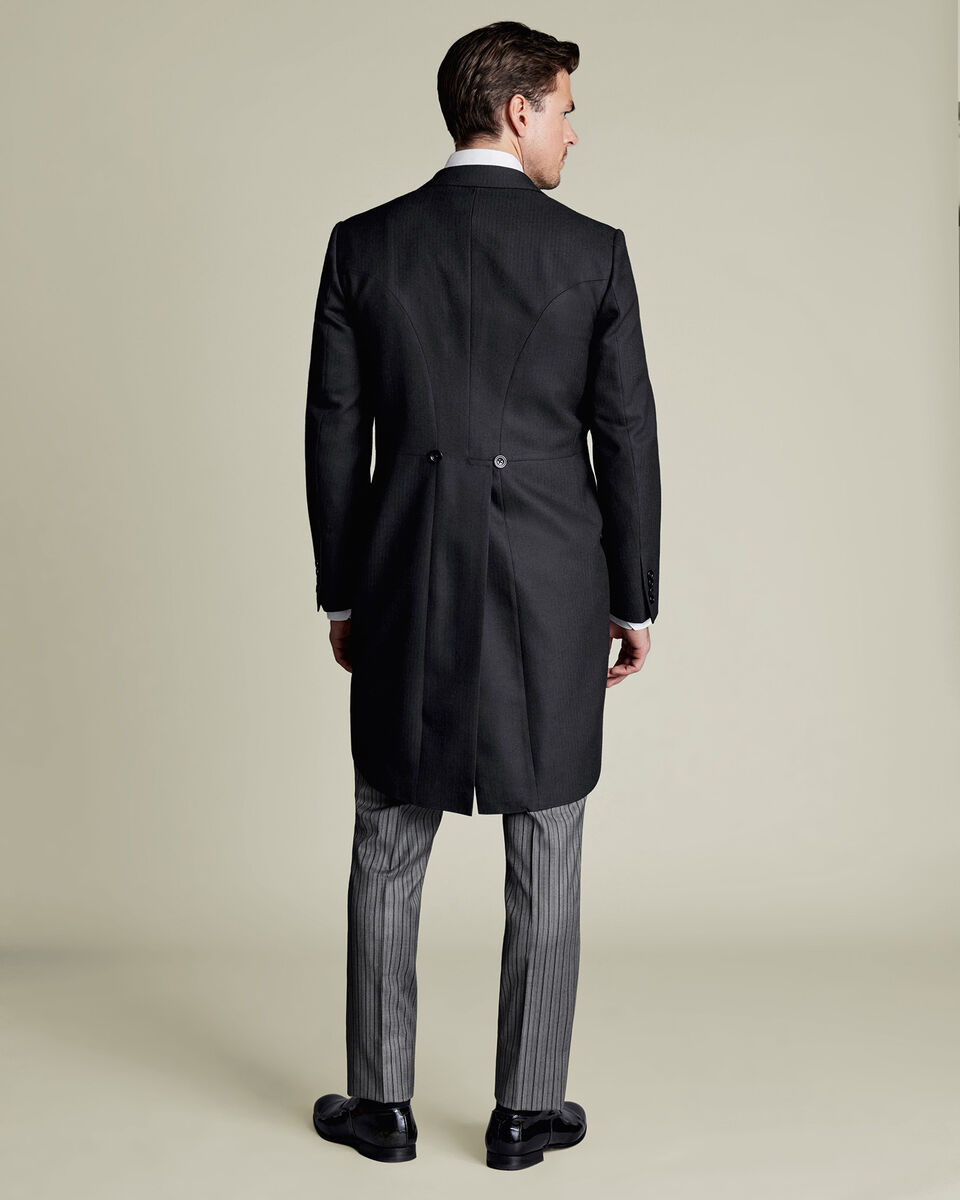 Morning Suit Tail Coat - Black Herringbone