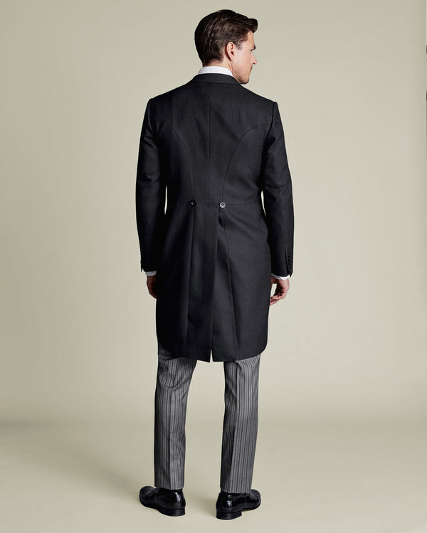 Morning Suit Tail Coat - Black Herringbone