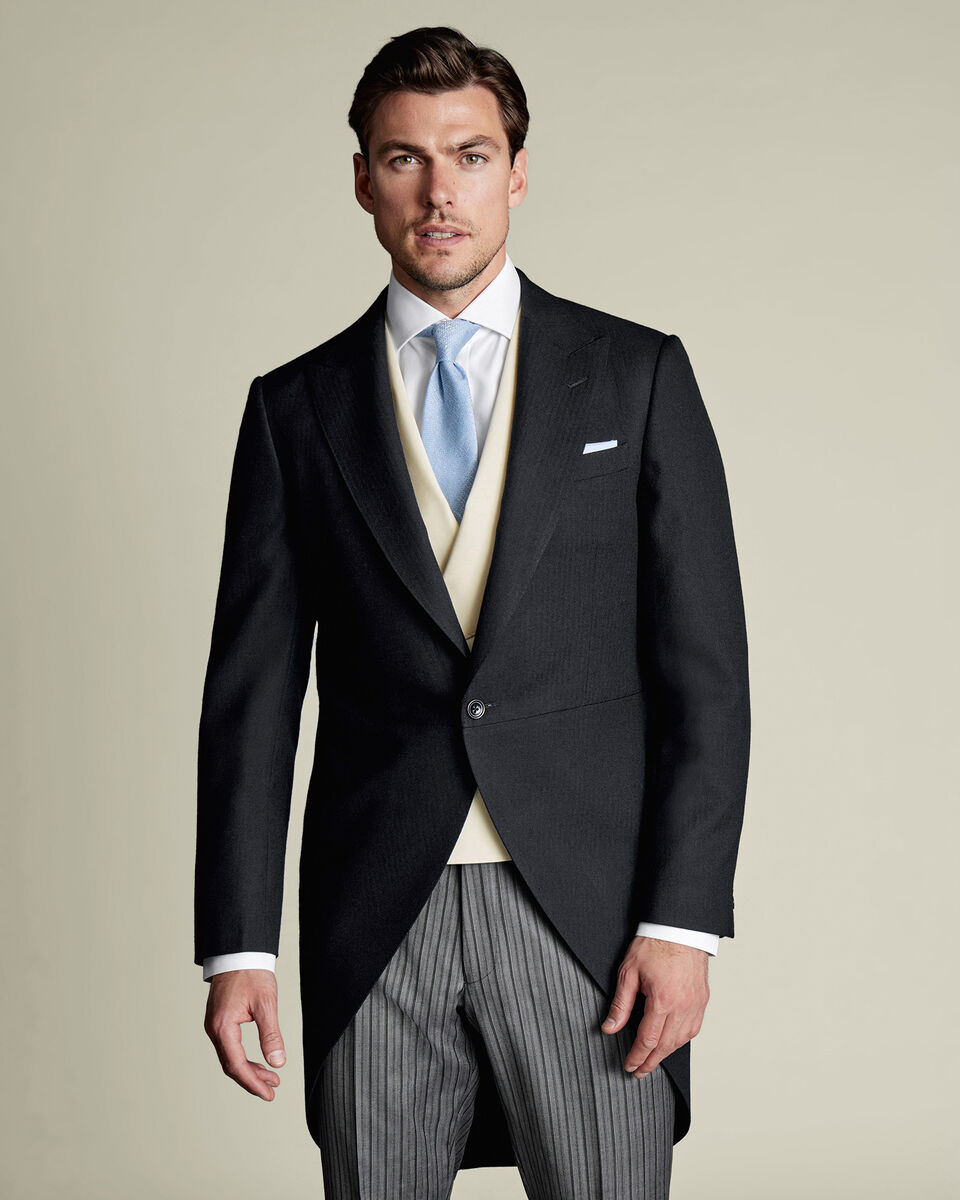 Morning Suit Tail Coat - Black Herringbone Main image