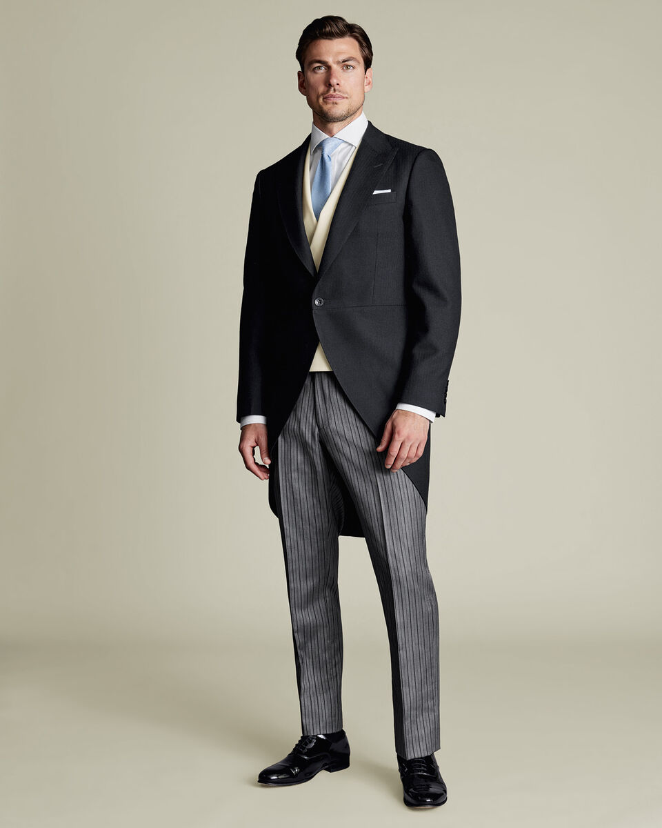 Morning Suit Tail Coat - Black Herringbone