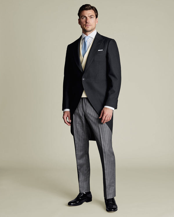 Morning Suit Tail Coat - Black Herringbone