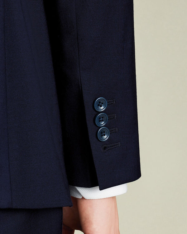 Double Breasted Italian Luxury Suit Jacket - Dark Navy