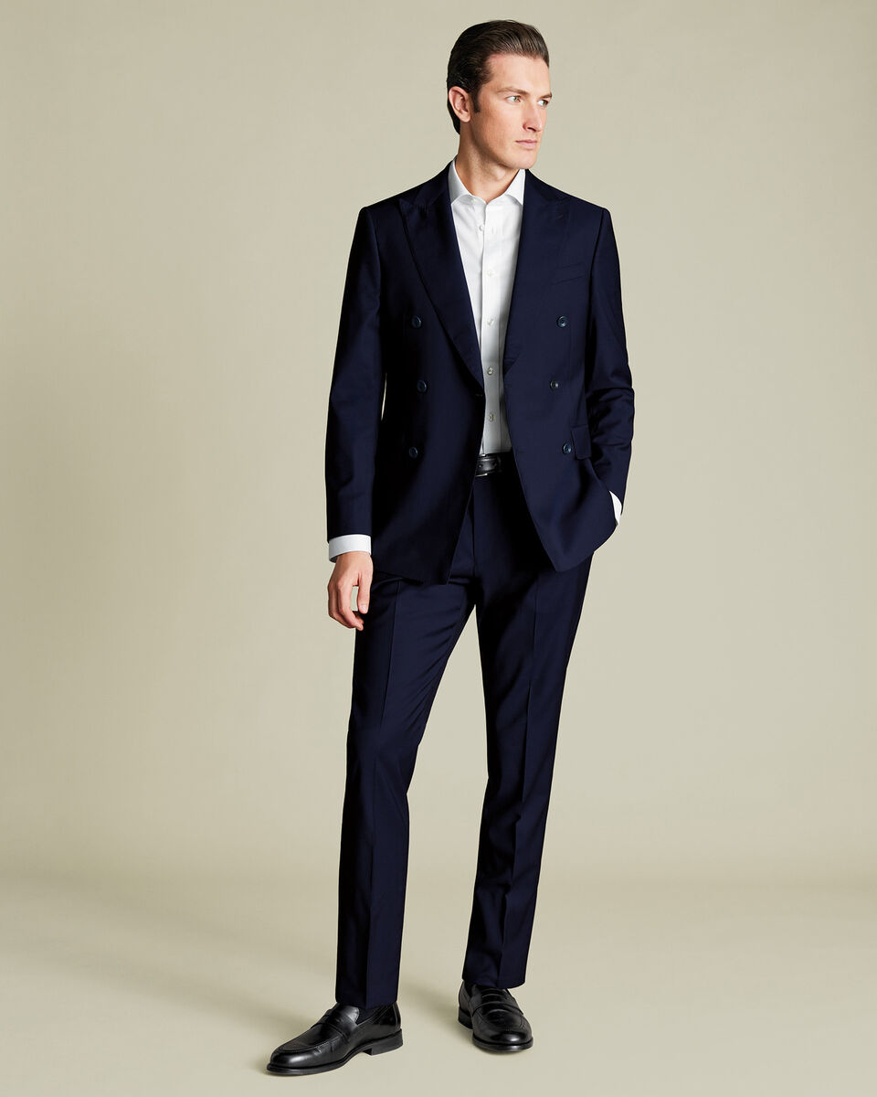 Double Breasted Italian Luxury Suit Jacket - Dark Navy
