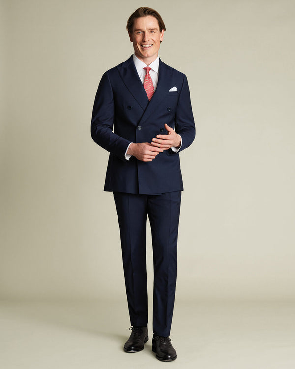 Double Breasted Italian Luxury Suit Jacket - Dark Navy
