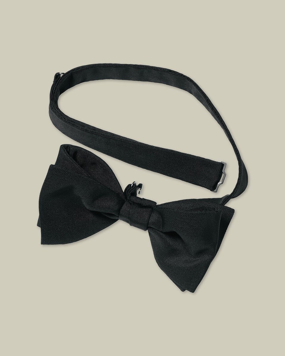 Silk Barathea Ready-Tied Bow Tie - Black Main image