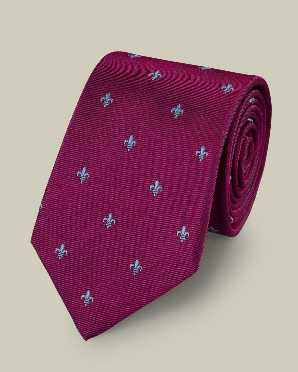 Silk Fleur de Lys Tie - Blackberry Purple Main image