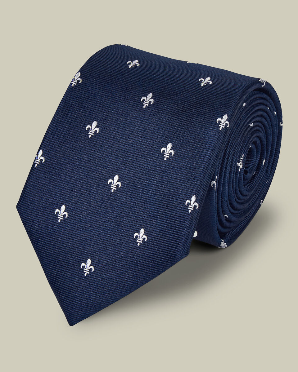 Silk Fleur de Lys Tie - French Blue Main image