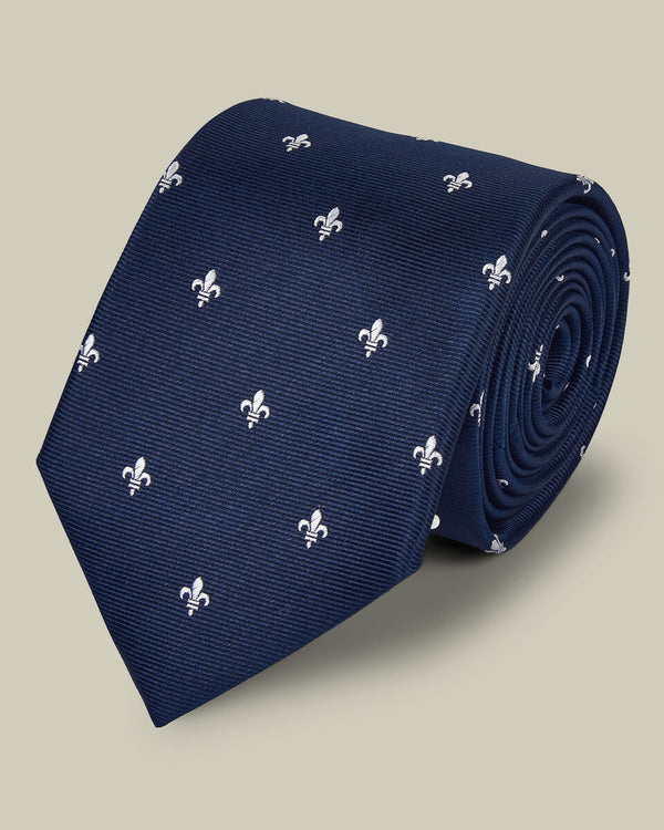 Silk Fleur de Lys Tie - French Blue