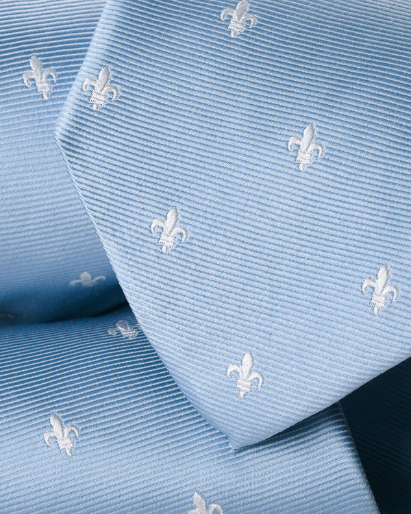 Silk Fleur de Lys Tie - Sky Blue