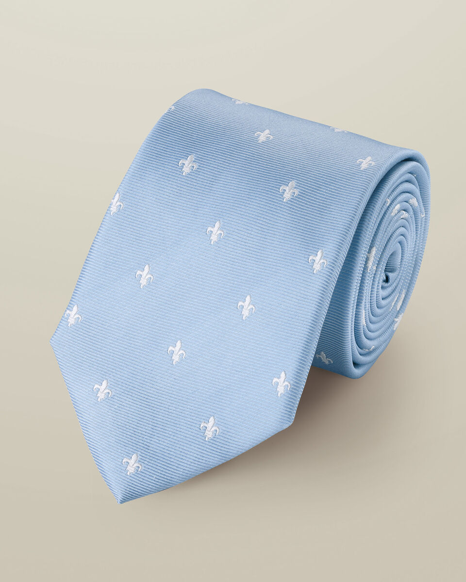 Silk Fleur de Lys Tie - Sky Blue Main image