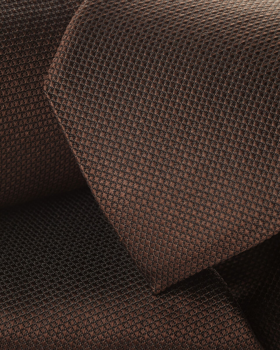 Silk Textured Tie - Chocolate Brown Secondary image