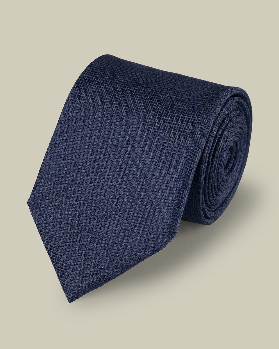 Silk Textured Tie - Navy Main image