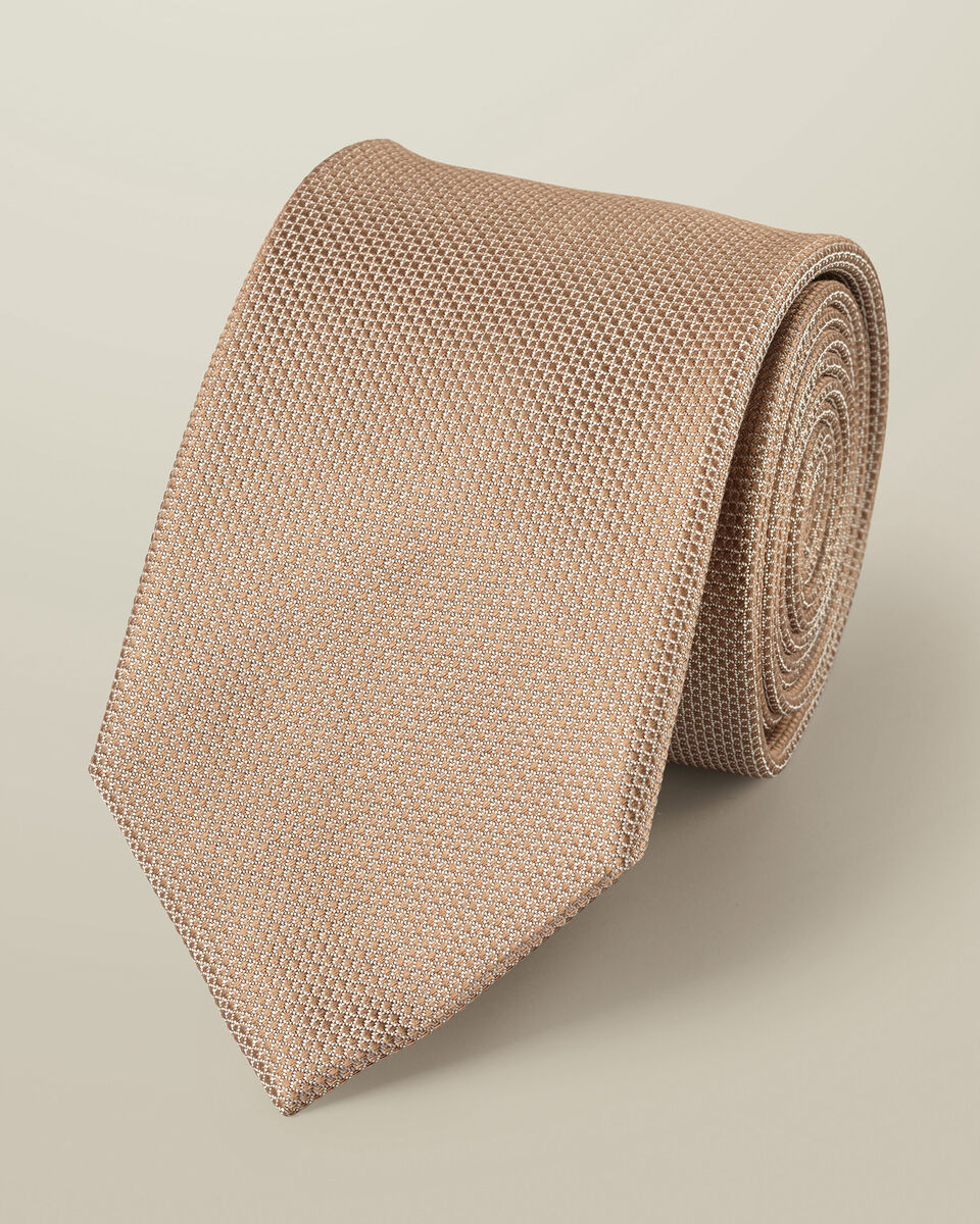Silk Textured Tie - Sand Main image