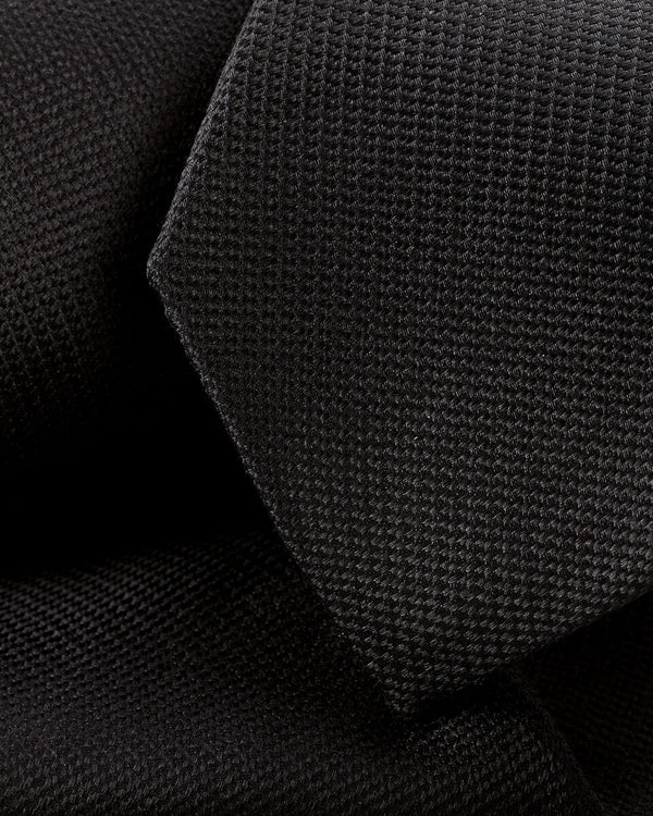 Silk Textured Slim Tie - Black