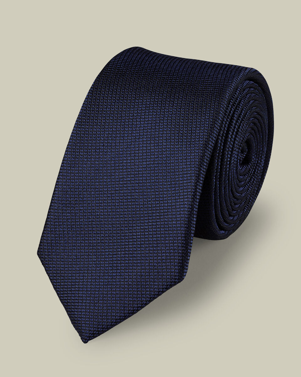 Silk Textured Slim Tie - French Blue Main image