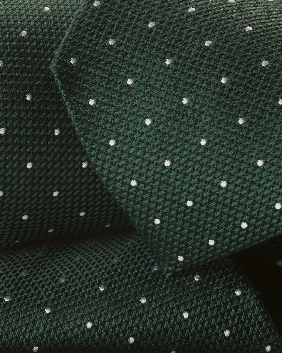 Silk Spot Tie - Dark Green & Silver Gray Secondary image