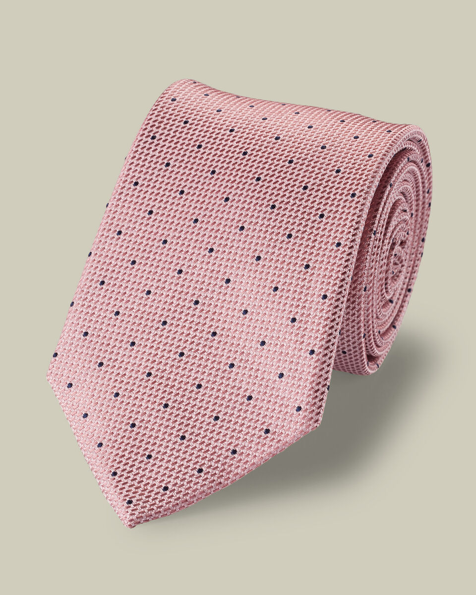 Silk Spot Tie - Pink & Navy