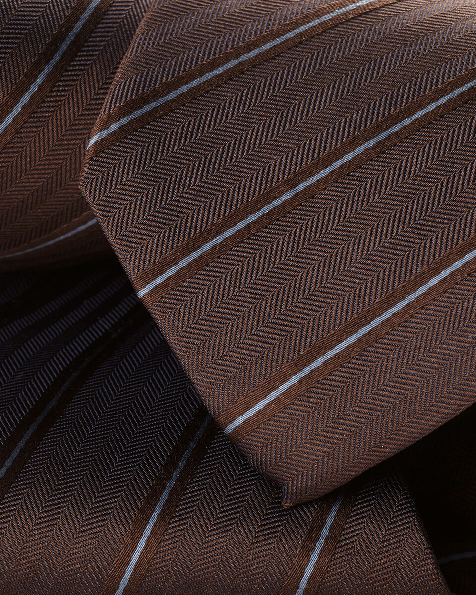 Silk Stripe Tie - Chocolate Brown Secondary image