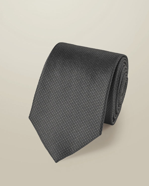 Silk Textured Tie - Charcoal Gray
