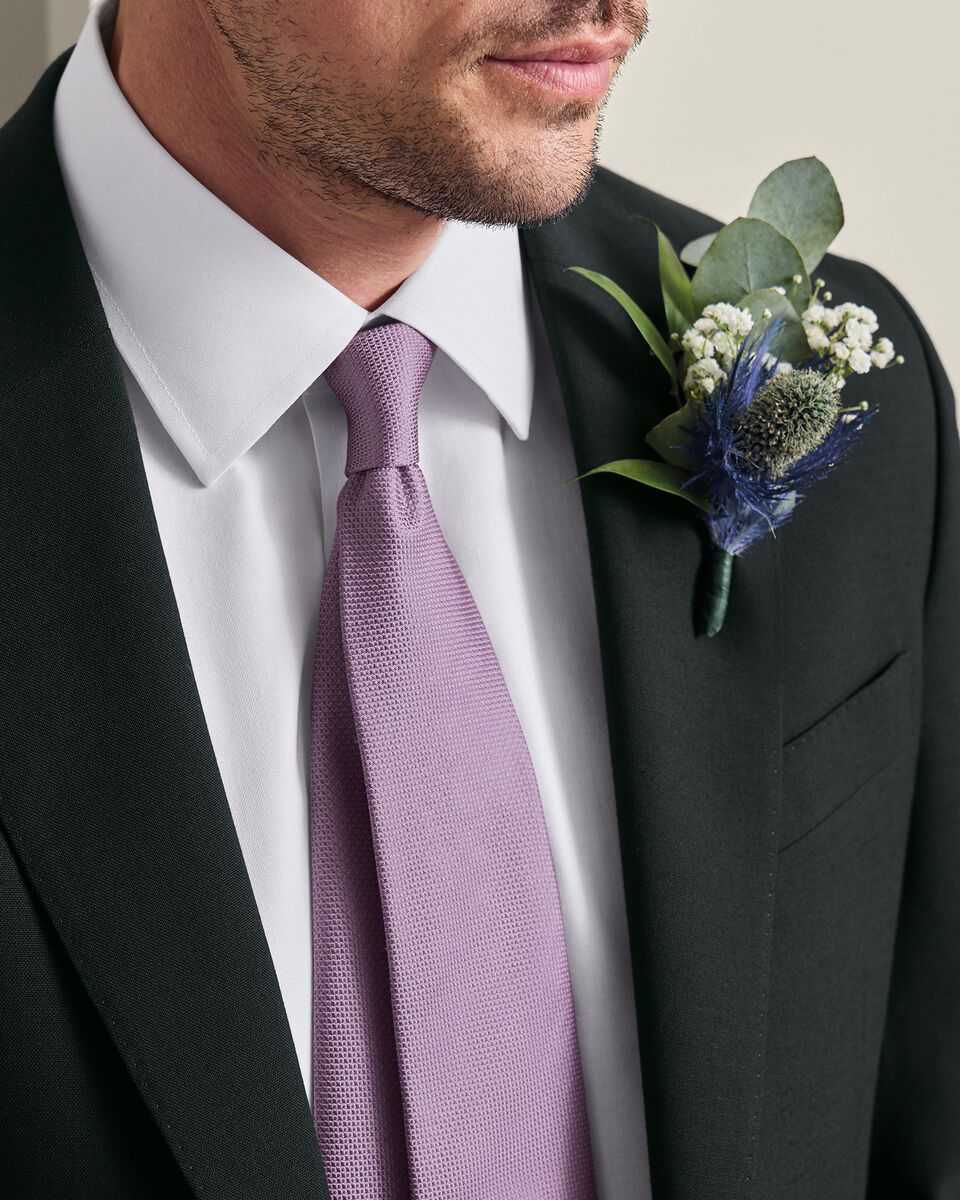 Silk Textured Tie - Lilac Secondary image