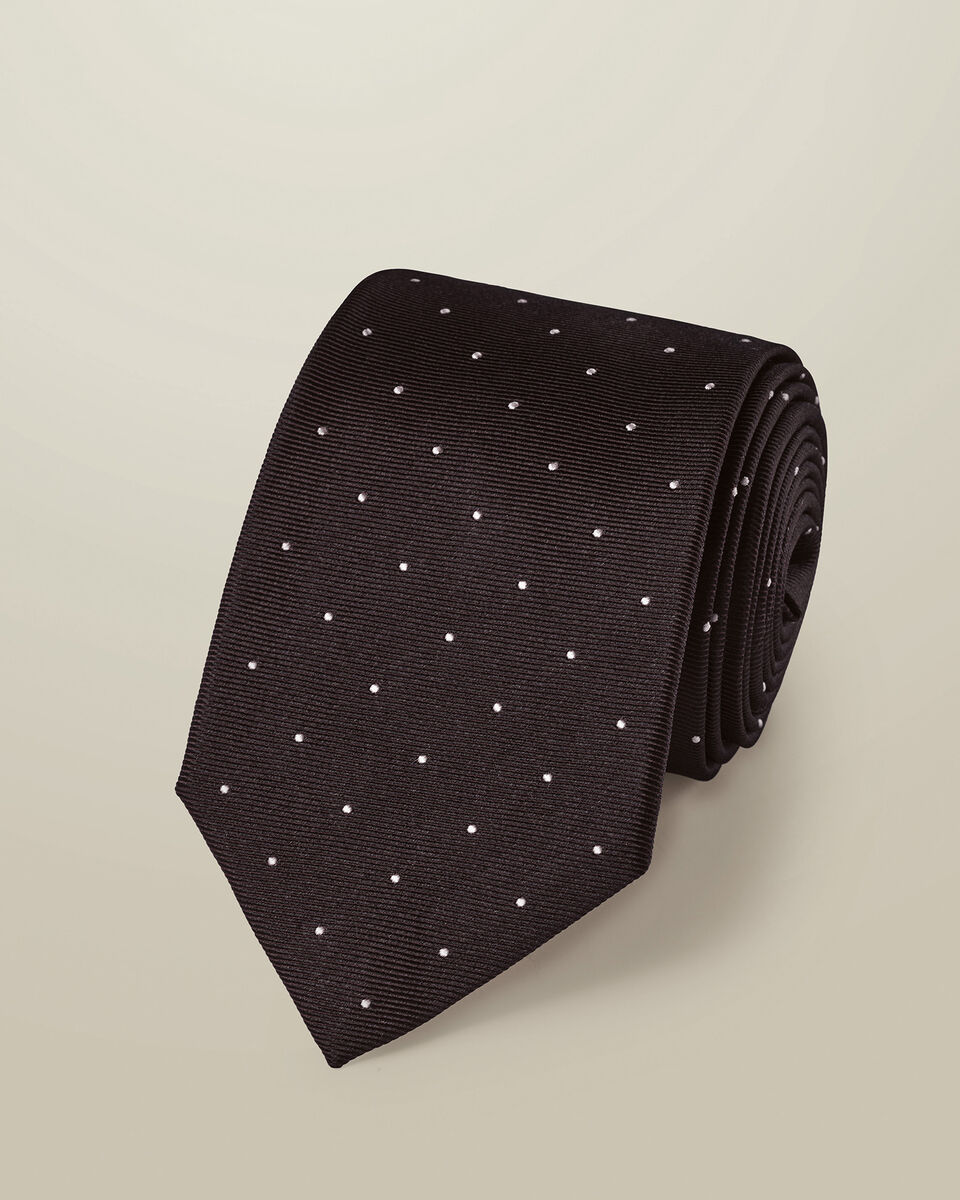 Silk Spot Tie - Chocolate Brown Main image
