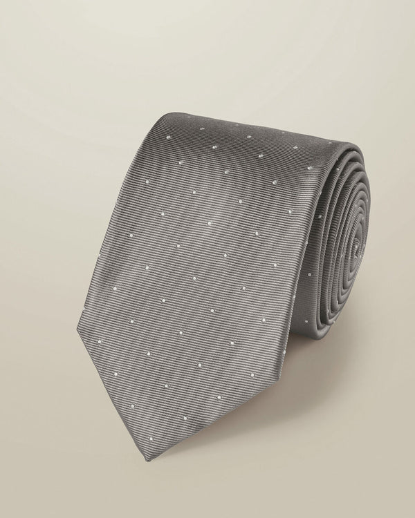 Silk Spot Tie - Grey