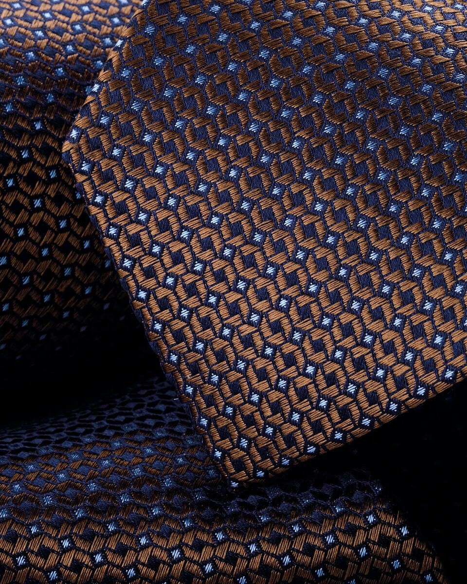 Silk Tie – Rust & Light Blue