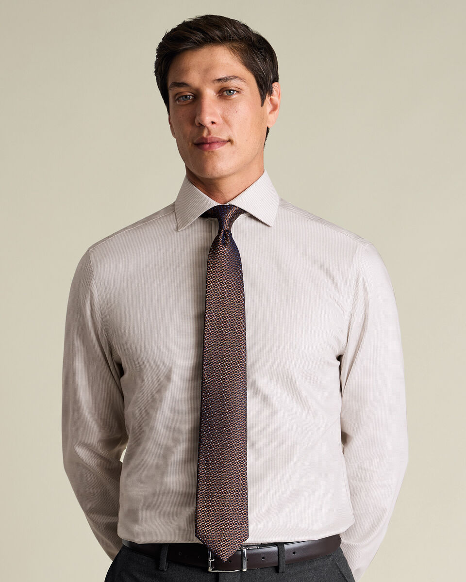 Silk Tie – Rust & Light Blue Secondary image