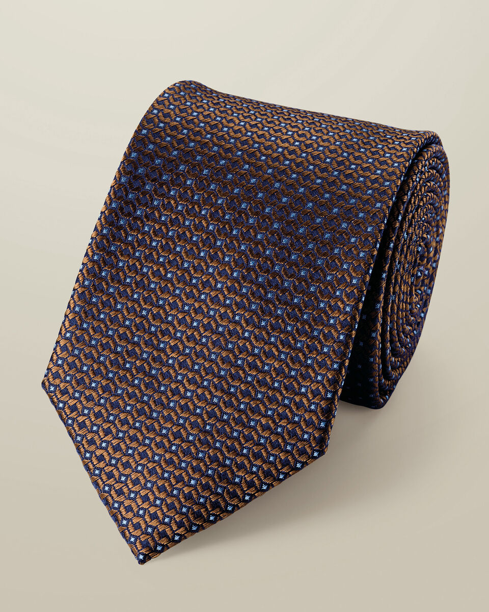 Silk Tie – Rust & Light Blue