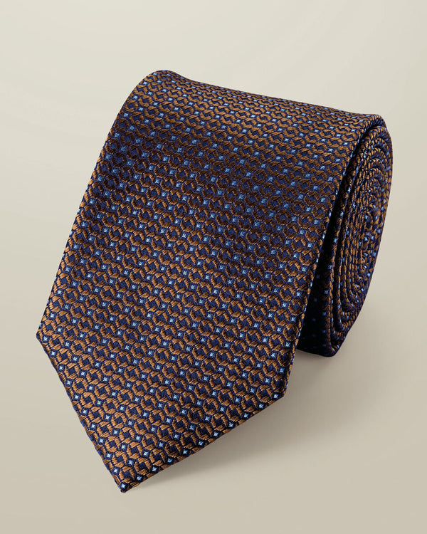 Silk Tie – Rust & Light Blue