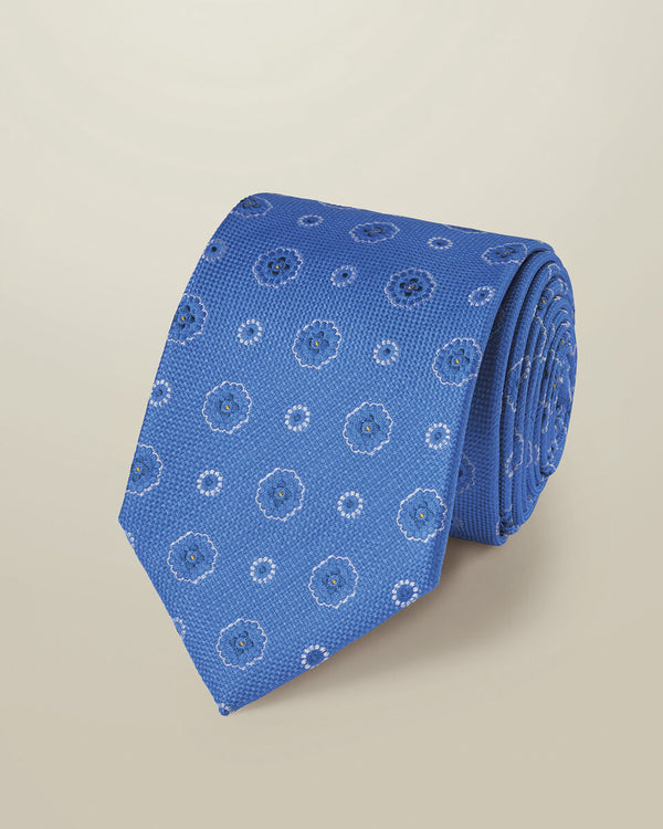 Silk Medallion Tie - Cornflower Blue