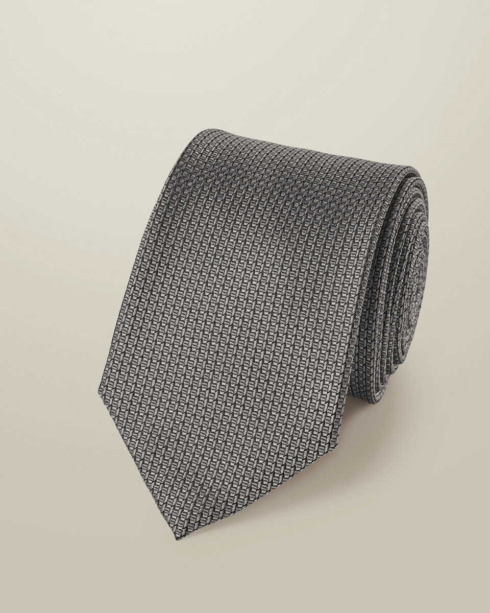 Silk Patterned Tie - Grey Main image