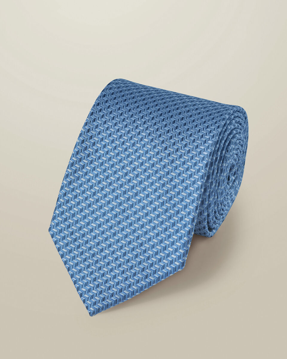Silk Patterned Tie - Light Blue