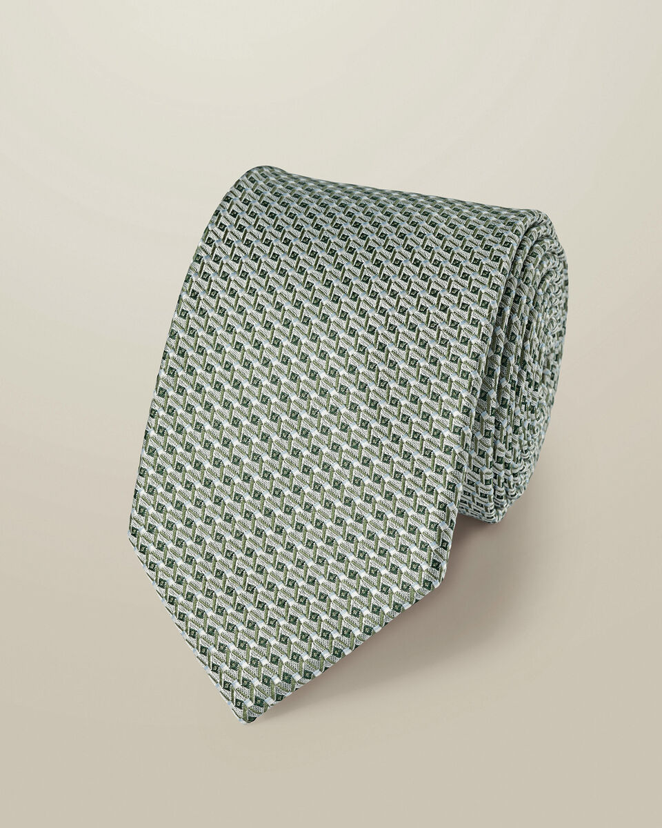 Silk Patterned Tie - Light Green Main image
