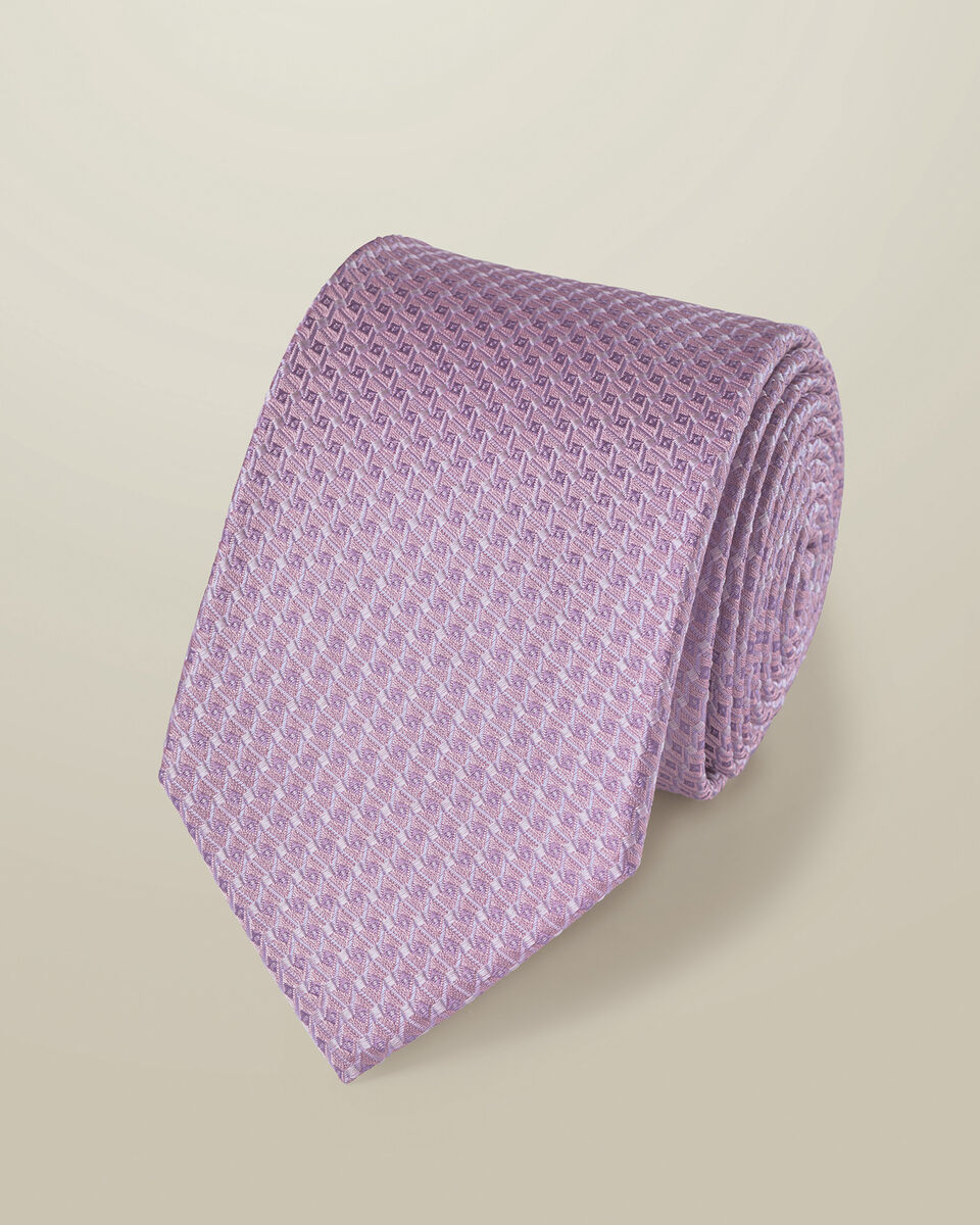 Silk Patterned Tie - Lilac Purple Main image