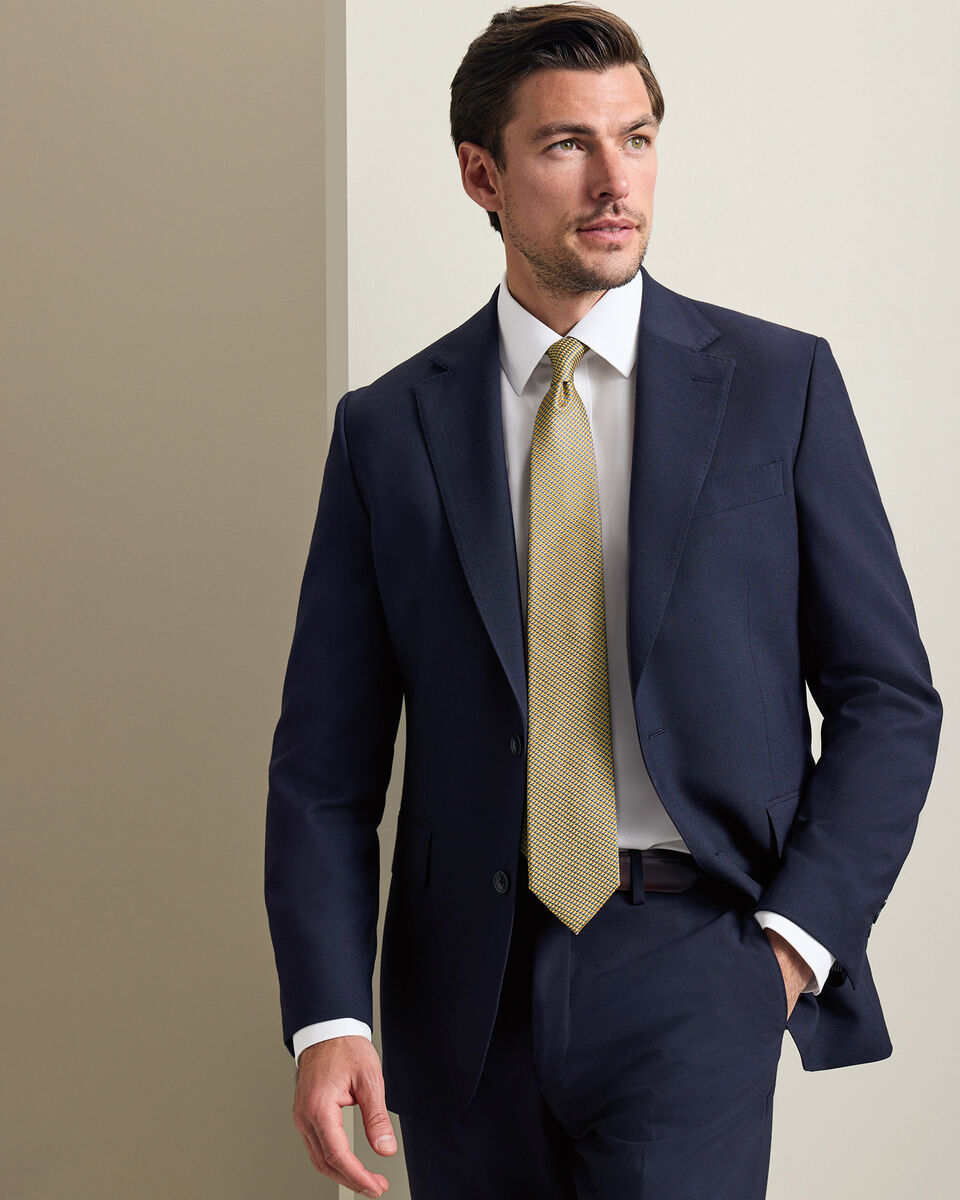Silk Patterned Tie - Lemon & Blue Secondary image