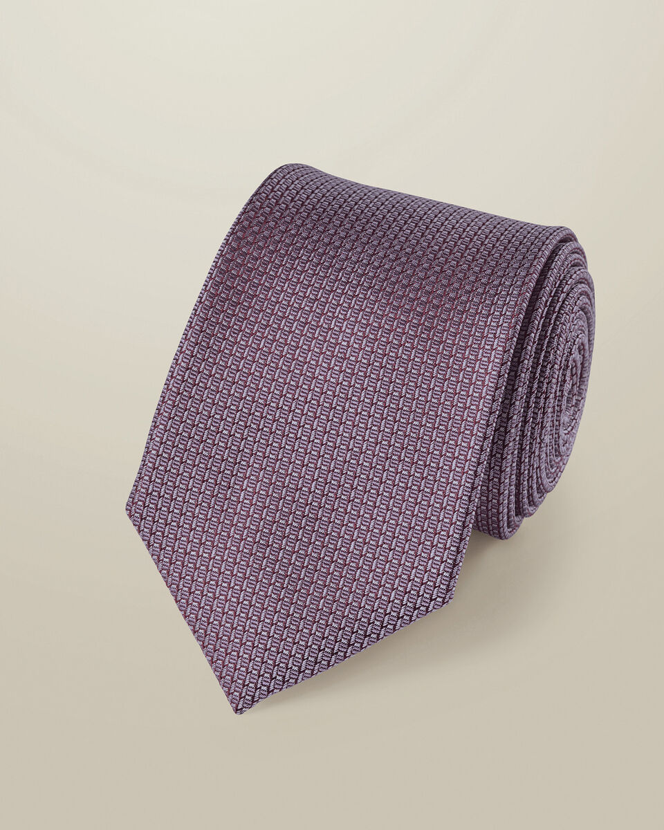 Silk Patterned Tie - Mauve Purple Main image