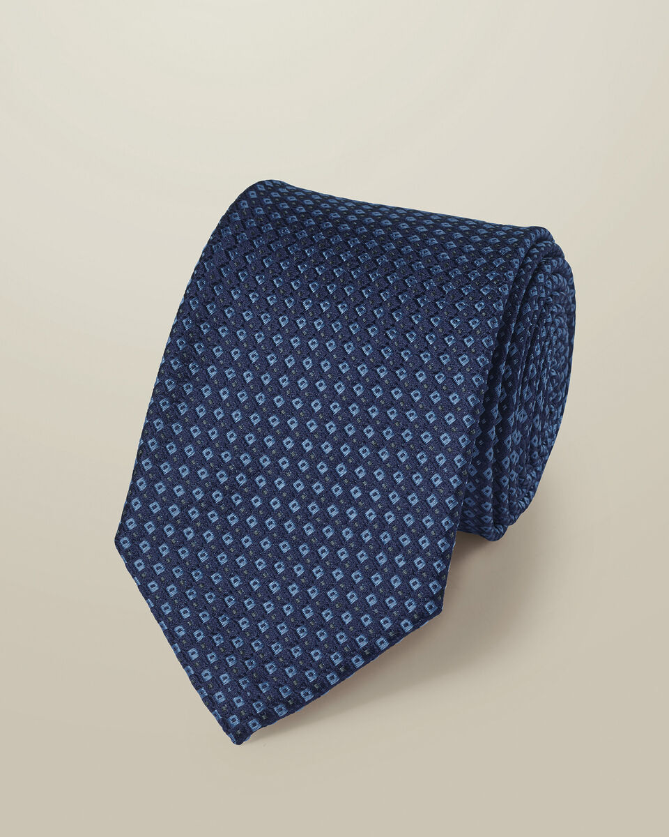 Silk Patterned Tie - Royal Blue Main image