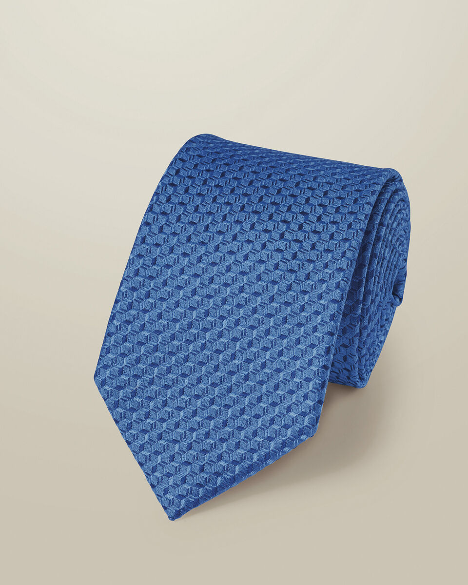 Silk Patterned Tie - Cornflower Blue Main image