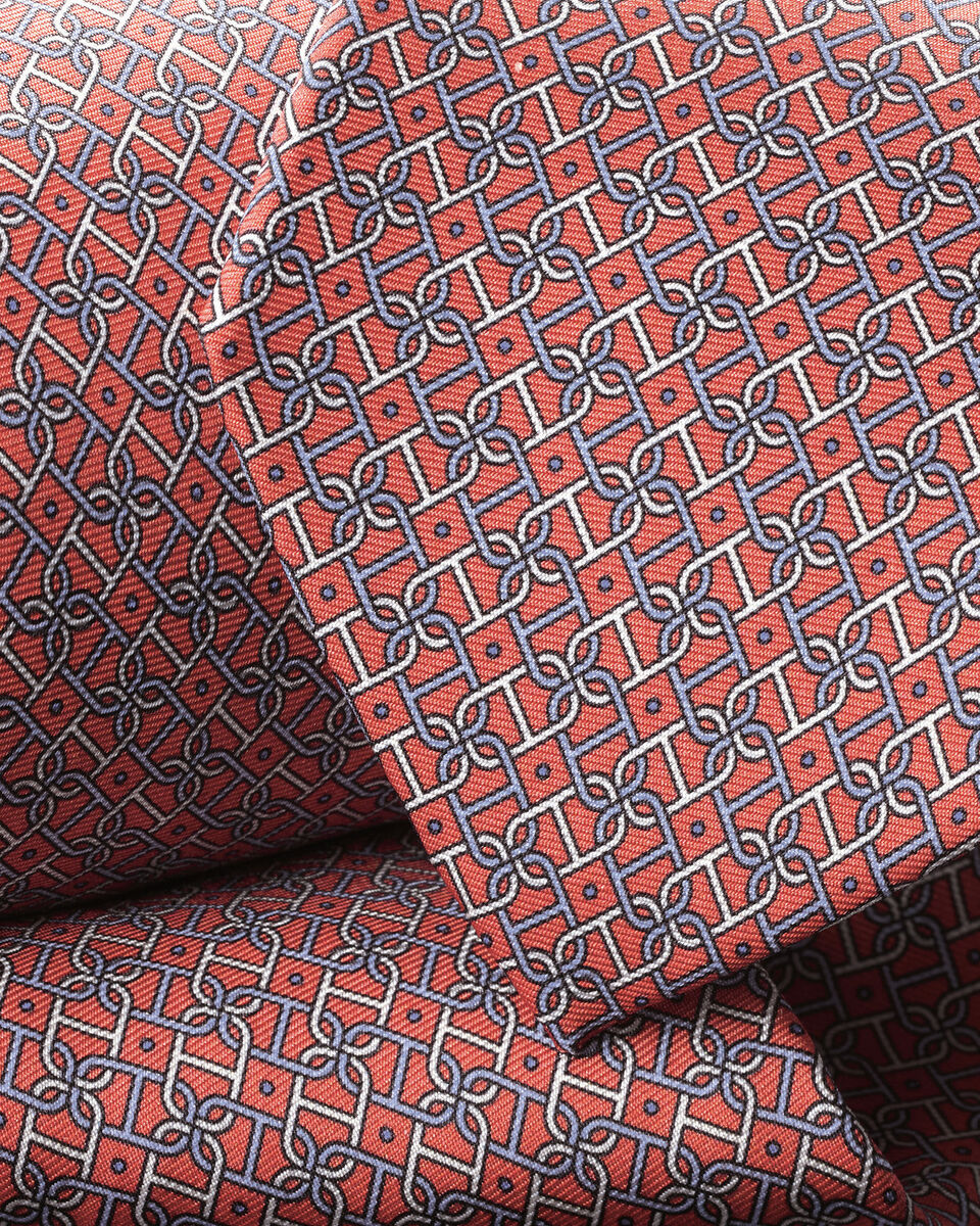 Silk Print Tie - Coral Pink