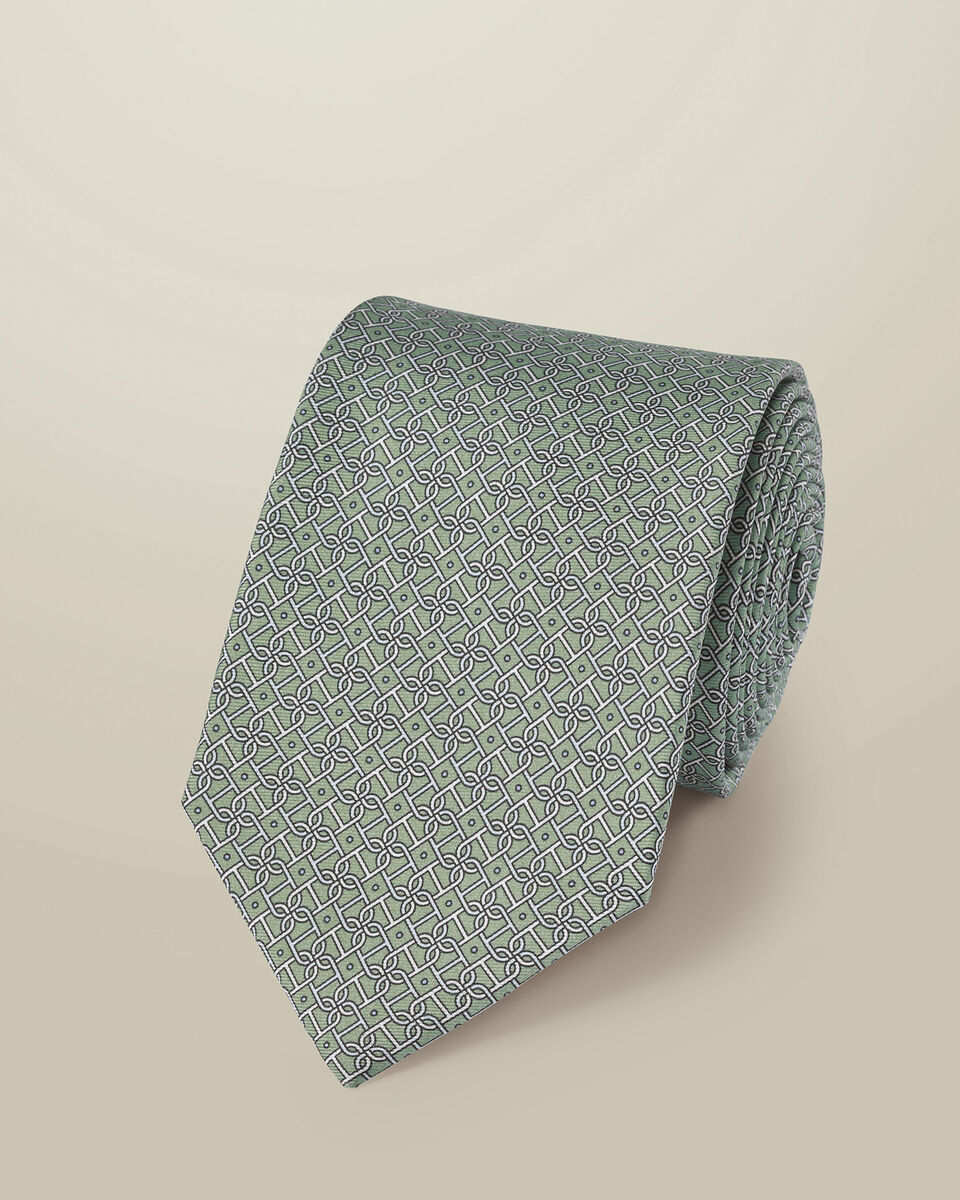 Silk Print Tie - Light Green Main image